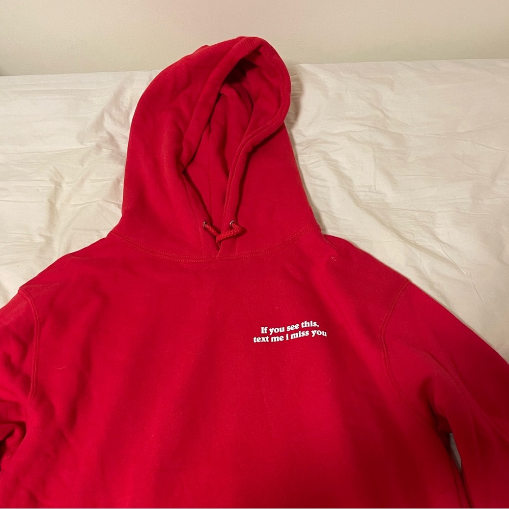 Shadow Hill “If you see this text me I miss you” Red Sweatshirt